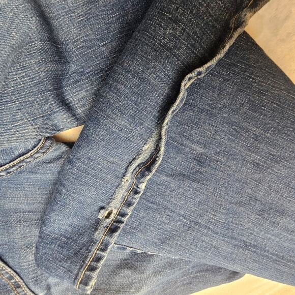 American eagle 8 short real flare Blue Jeans denim heel frayed see pics - Picture 10 of 12